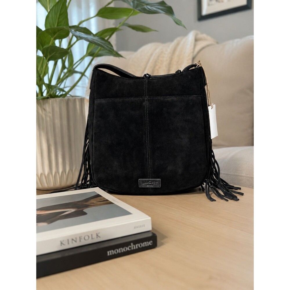 New with tags Lucky Brand Nyra Black Leather Fringe Bag.